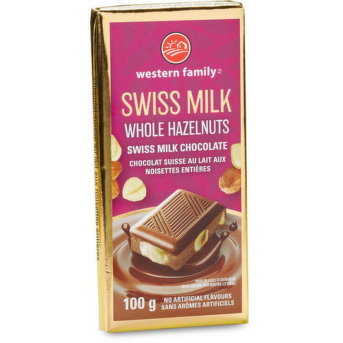 Western Family - Swiss Milk Chocolate Bar with Whole Hazelnuts