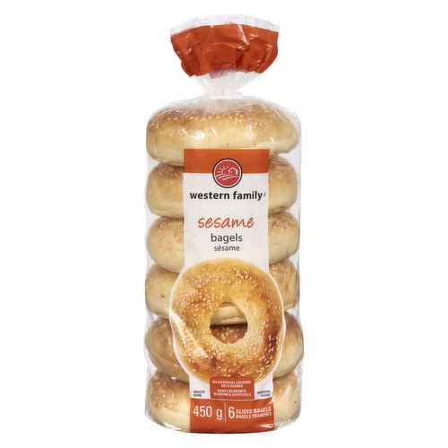 Western Family - Sesame Bagels, 6 Pack