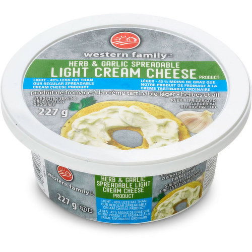 Western Family - Cream Cheese Spreadable Light - Herb & Garlic