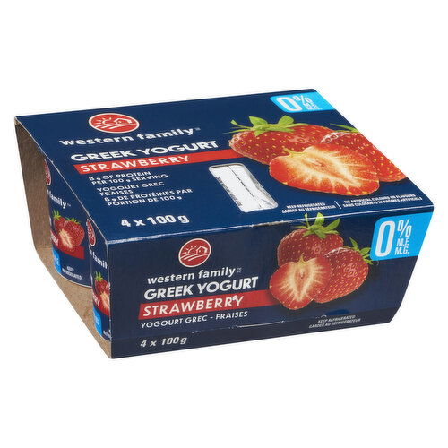 Western Family - Greek Yogurt Strawberry, 0% M.F.