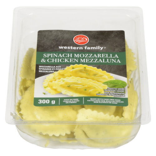 Western Family - Spinach Mozzarella & Chicken Mezzaluna Pasta