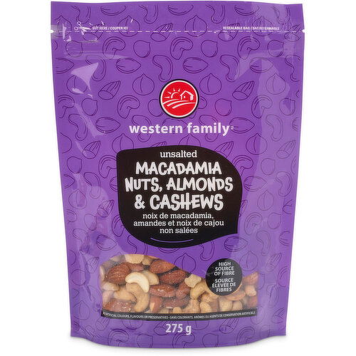 Western Family - Unsalted Macadamia Nuts, Almonds & Cashews