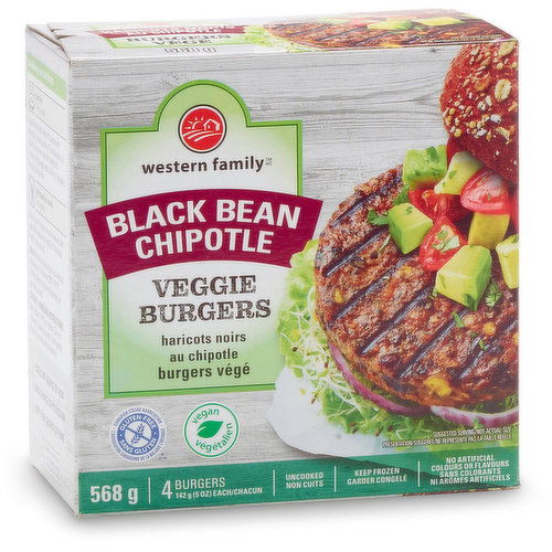 Western Family - Veggie Burgers - Black Bean Chipotle