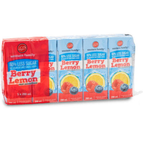 Western Family - Fruit Juice Beverages, Less Sugar Berry Lemon