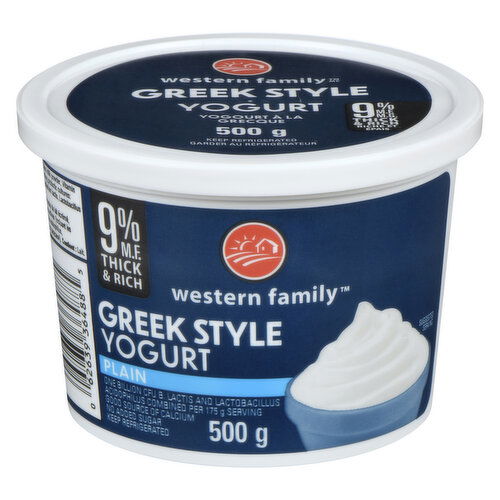 Western Family - Greek Style Yogurt Plain 9% M.F.