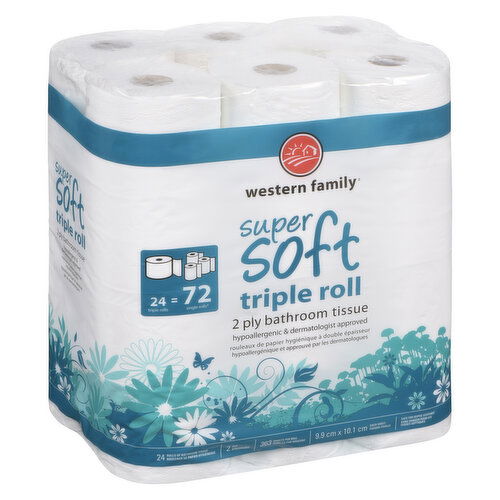 Western Family - Triple Roll Bathroom Tissue 24 Rolls