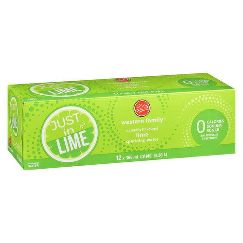 Western Family - Just in Lime Sparkling Water, 355mL Cans