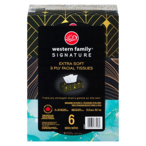 Western Family - Facial Tissue 3 Ply Multipack 6