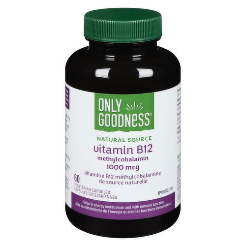 Only Goodness - Vitamin B12, 1000 mcg (1mg) Methylcobalamin Capsules