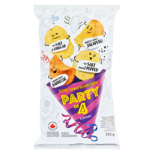 Western Family - Party of 4 Flavours Kettle Cooked Potato Chips - Limited Edition