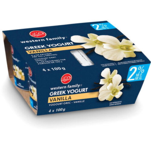 Western Family - Greek Yogurt Vanilla 2% M.F. 4x100g