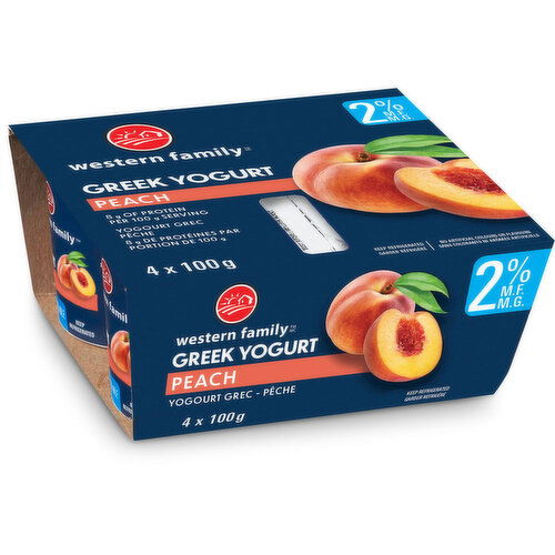 Western Family - Greek Yogurt Peach 2% 4x100g
