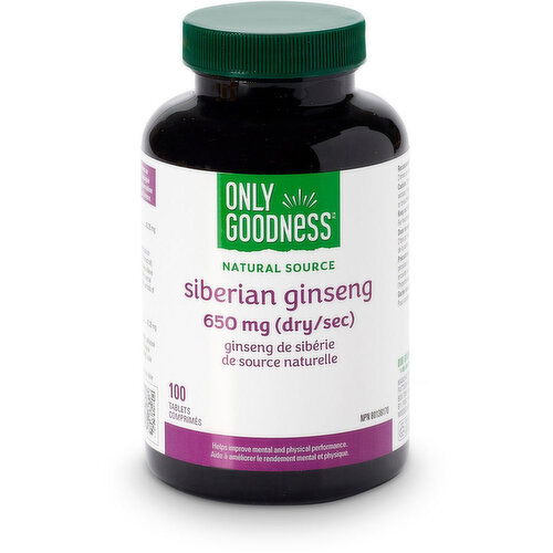Only Goodness - Siberian Ginseng 650 mg (dry/sec)