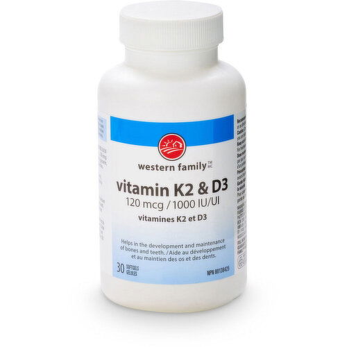 Western Family - Vitamin K2 & D3 120 mcg / 1000 IU