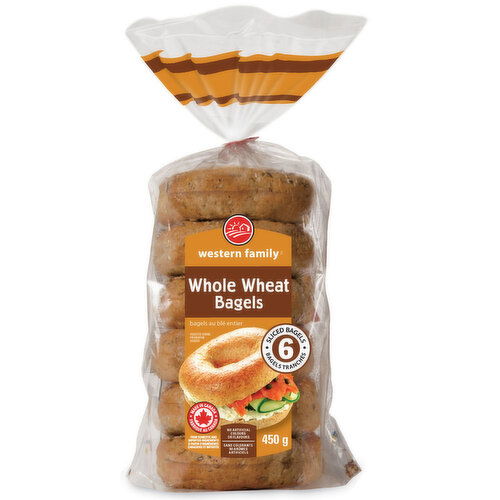 Western Family - 100% Whole Wheat Bagels, 6 Pack