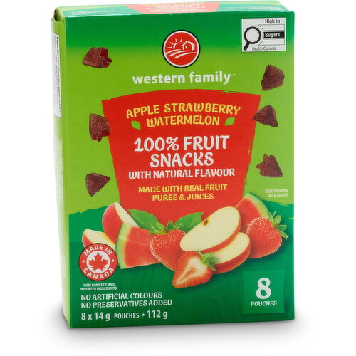 Western Family - Apple Strawberry Watermelon 100% Fruit Snacks, 8 Pack