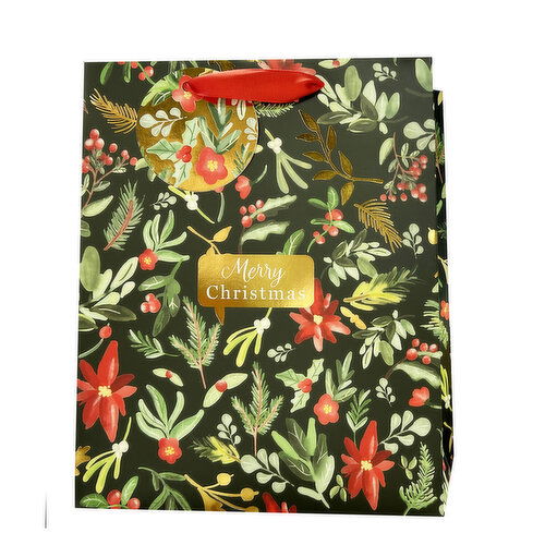 Paper Trendz - Deluxe Christmas Gift Bag Large, Hot Stamped with Gift Tag