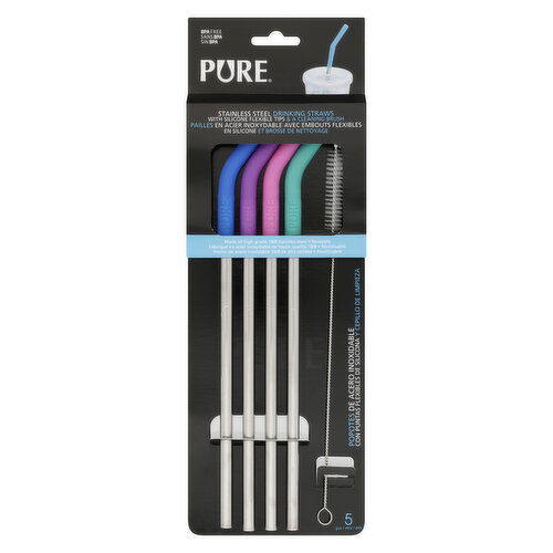 PURE - Silicone Tip Stainless Steel Straws