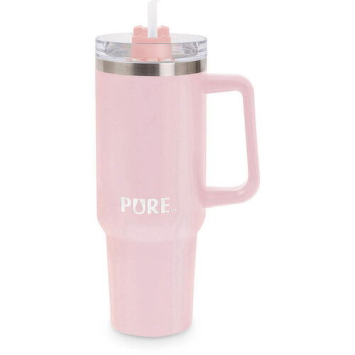 Pure - Insulated Tumbler with Handle/Straw - Pink 40oz