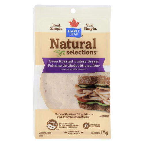 Maple Leaf - Natural Selections Sliced Deli Turkey Breast, Oven Roasted