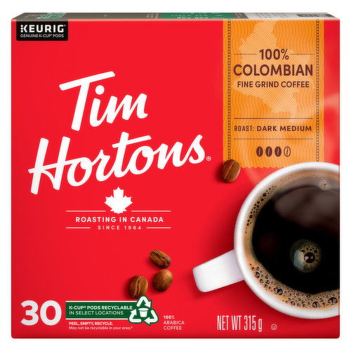 Tim Hortons - Colombian Coffee K-Cups, Dark Medium Roast