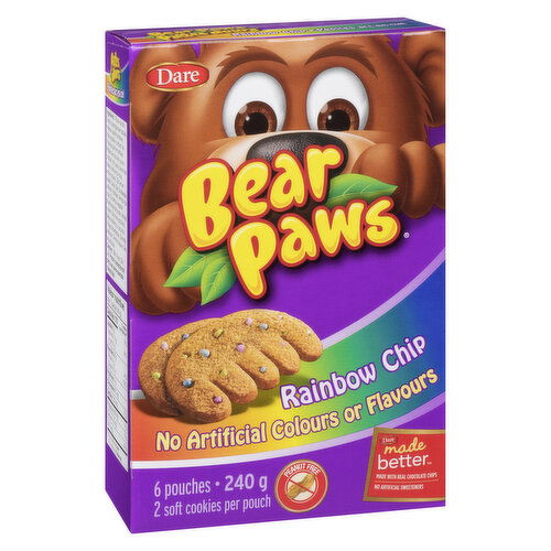 Dare - Bear Paws Soft Cookies, Rainbow Chip 6 Pack