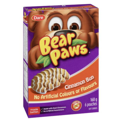 Dare - Bear Paws Soft Cookies, Cinnamon Bun 6 Pack