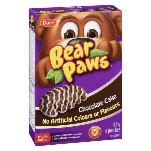 Dare - Bear Paws Soft Cookies, Chocolate Cake 6 Pack