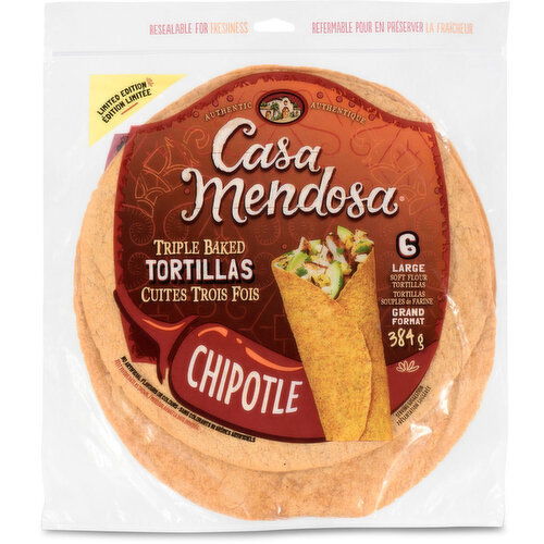 Casa Mendosa - Triple Baked Tortillas Chipotle, Large 6 Pack