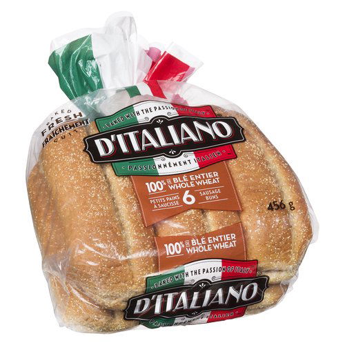 D'Italiano - 100% Whole Wheat Sausage Buns