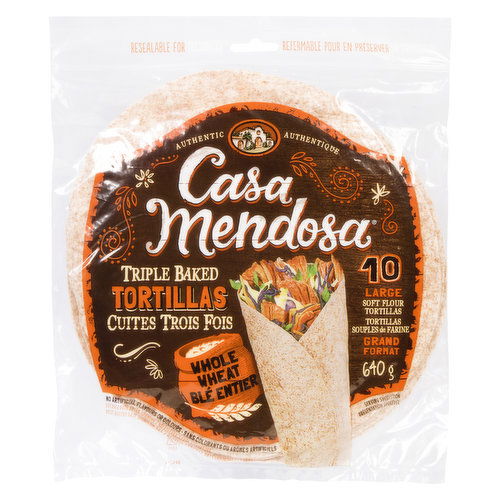 Casa Mendosa - Triple Baked Tortillas Whole Wheat Large