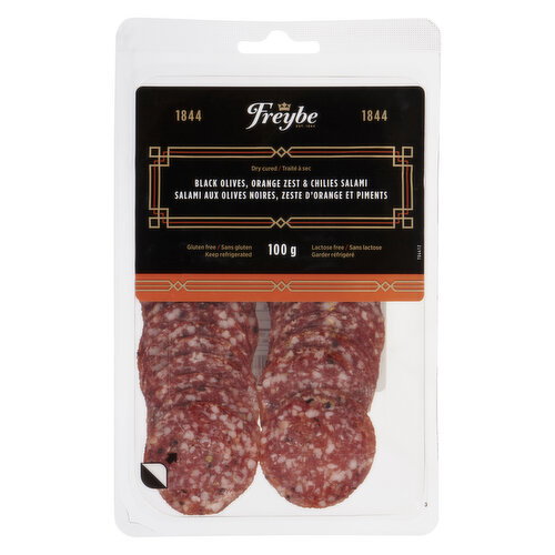 Freybe - Dry Cured Black Olives, Orange Zest, & Chilies Salami
