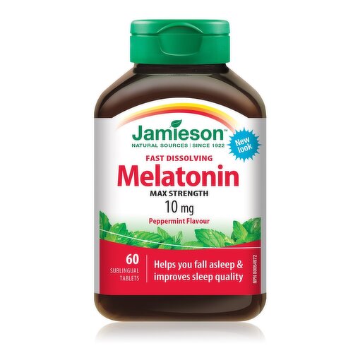 Jamieson - Melatonin 10mg Peppermint Flavour, Fast Dissolving Tablets