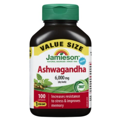 Jamieson - Ashwagandha 6,000 mg Dry Herb, Value Size