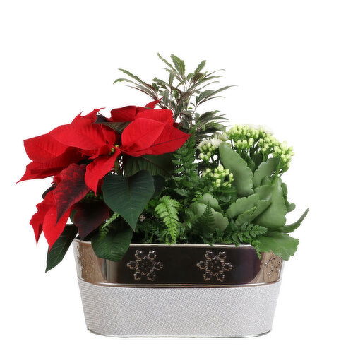 Christmas - Silver Snowflake Planter 6x11