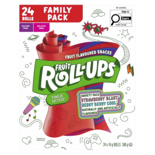 FRUIT ROLL-UPS - Tongue Tattoos - Strawberry Blast, Berry Berry Cool Family Pack
