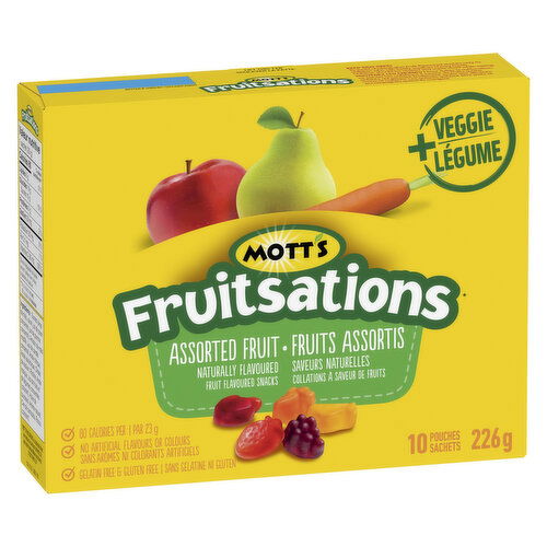 MOTT'S - Fruitsations Fruit Flavoured Snacks, Assorted Fruit + Veggie