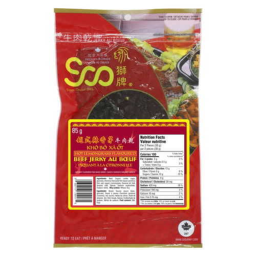 Soo - Soo Hot Lemongrass Beef Jerky