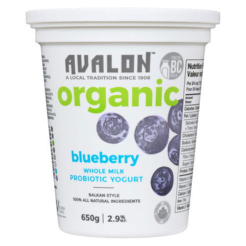 Avalon - Avalon Bluebrry Whl Milk Yogurt Organc