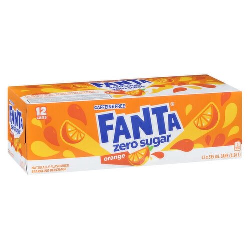Fanta - Orange Soda Zero Sugar, 355mL Cans