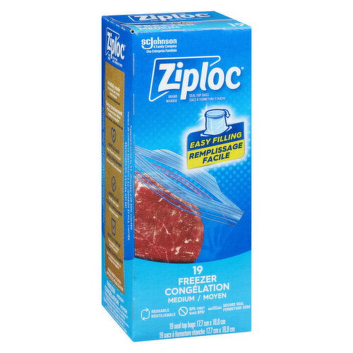 ZIPLOC - Double Zipper Smart Zip Feel it, Hear it, See it. 19 Bags 17.7cm x 18.8cm.