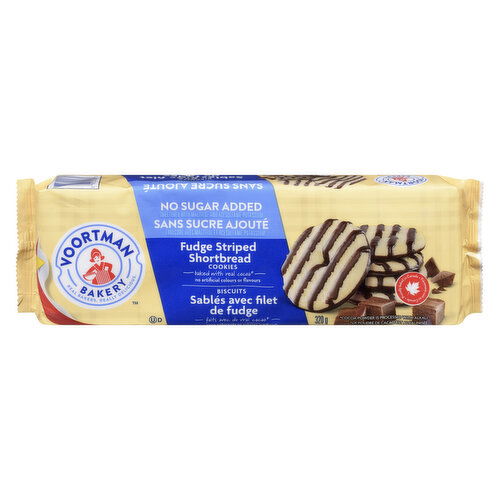 Voortman - Shortbread Cookies, Fudge Striped No Sugar Added