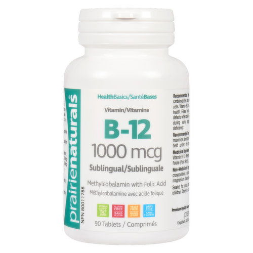 Prairie Naturals - Vitamin B12 with Folic Acid 1000mcg