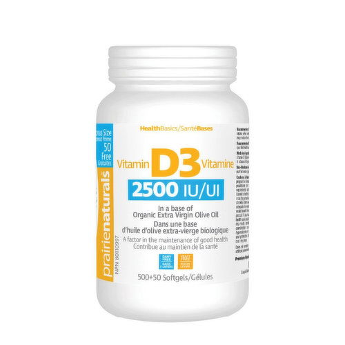 Prairie Naturals - Vitamin D3 2500 IU Bons