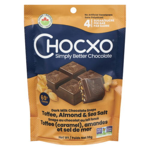 ChocXO - Dark Milk Chocolate Toffee Almond & Sea Salt Snaps