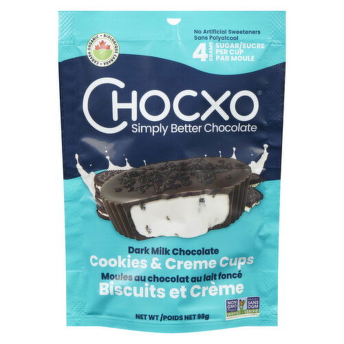 ChocXO - Dark Milk Chocolate Cookies & Creme Cups Organic