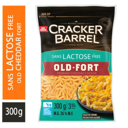 Cracker Barrel - Shredded Cheddar Cheese Old Lactose Free 35 % M.F.