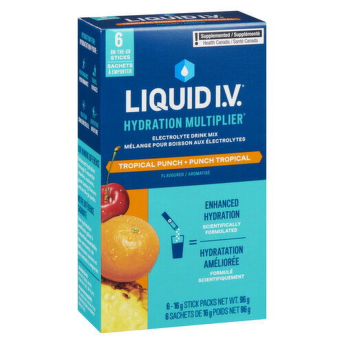 Liquid I.V. - Hydration Multiplier, Tropical Punch - 6 Pack