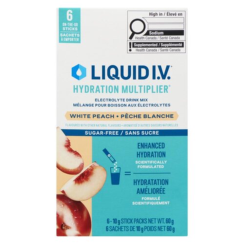 LIQUID I.V. - Sugar Free White Peach Electrolyte Drink Mix