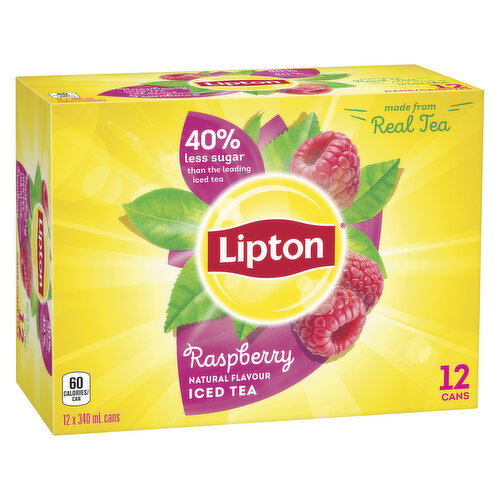 Lipton - Iced Tea 40% Less Sugar, Raspberry  340mL